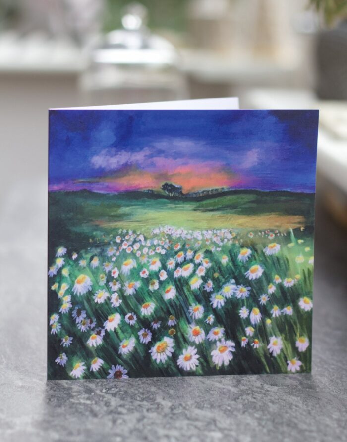 148mm square 'Field of Daisies' greetings card