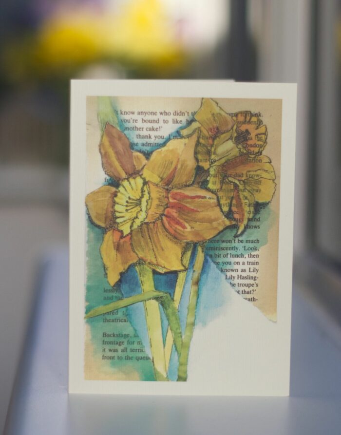 A6 collage 'Daffodils' greetings card