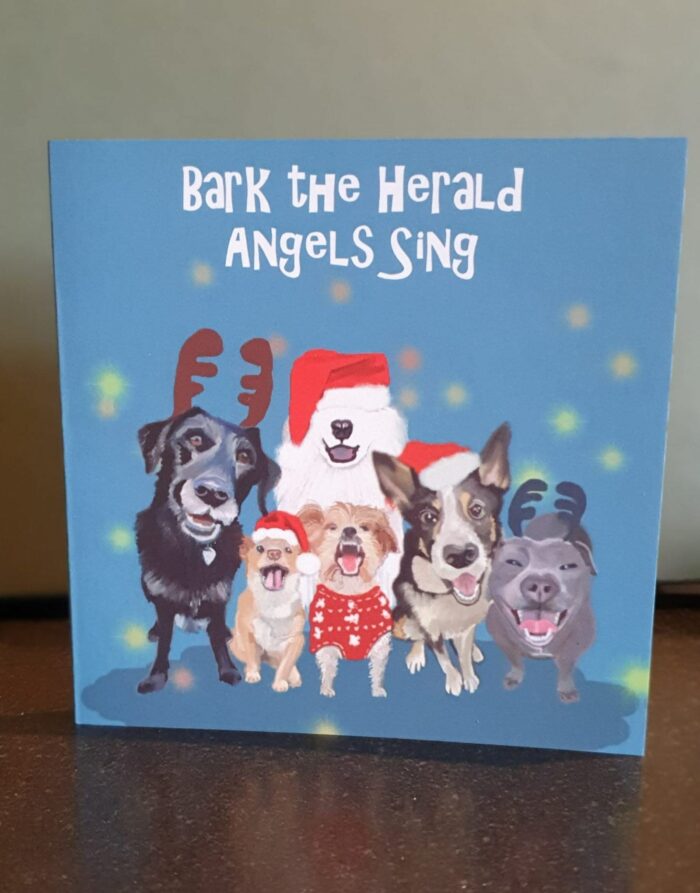 Xmas Greeting cards by Raspberryspudwhistle – Bark the Herald Angels Sing
